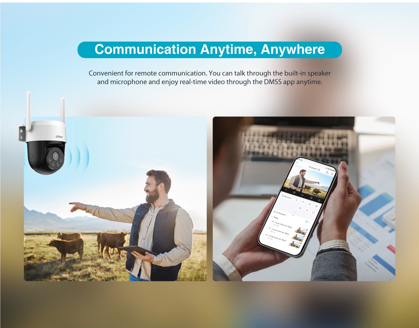 Remote communication with camera and mobile app